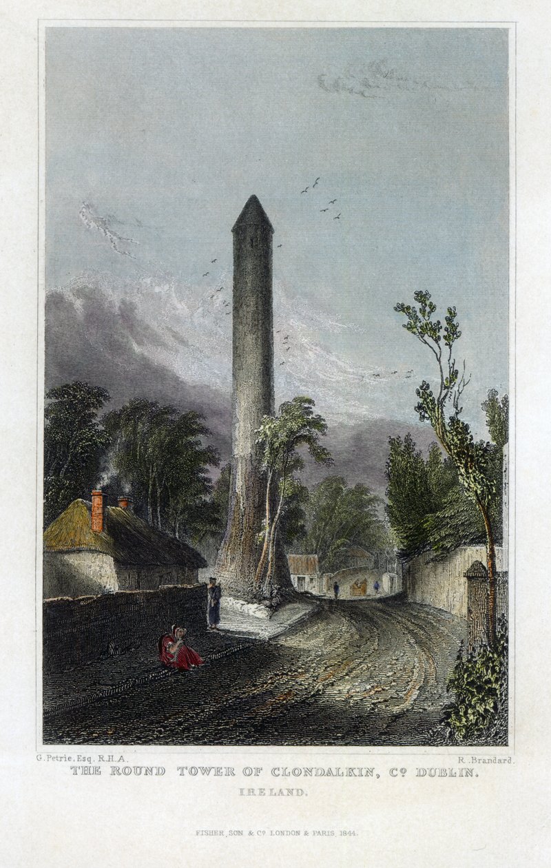 Clondalkins Runde Tårn, graveret af Robert Brandard, 1844 af George Petrie