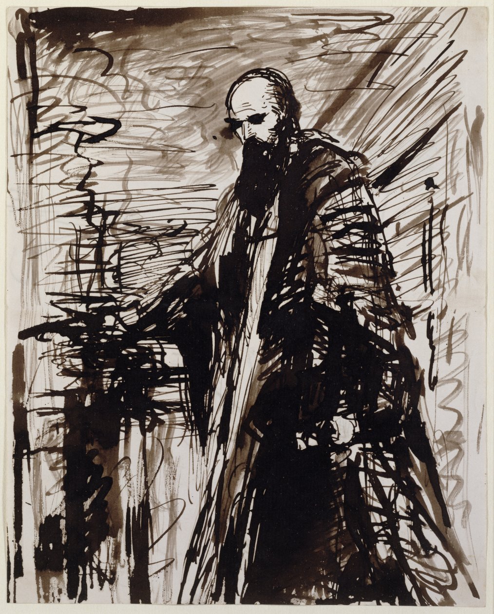Et studie til et fuldlængdeportræt af Robert Gascoyne-Cecil (pen og stub med brun blæk vask på papir) af George Richmond