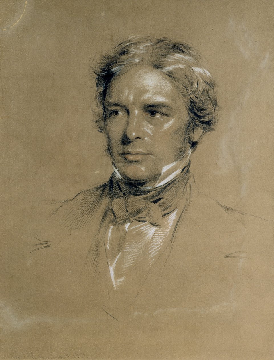 Michael Faraday (1791-1867) (kul og kridt på papir) af George Richmond