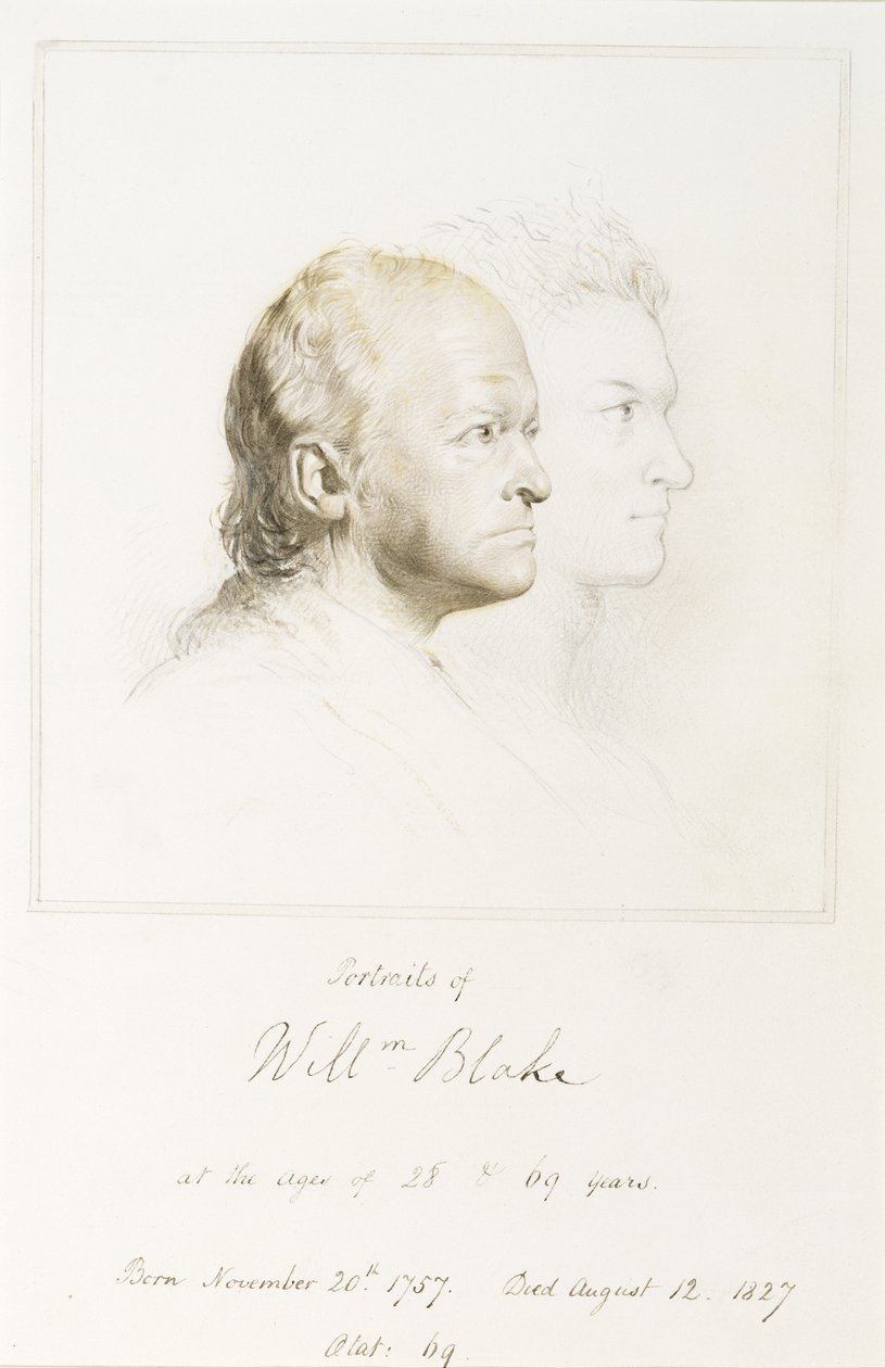 William Blake (1757-1827) i Youth and Age (grafit med pensel og brunt blæk) af George Richmond