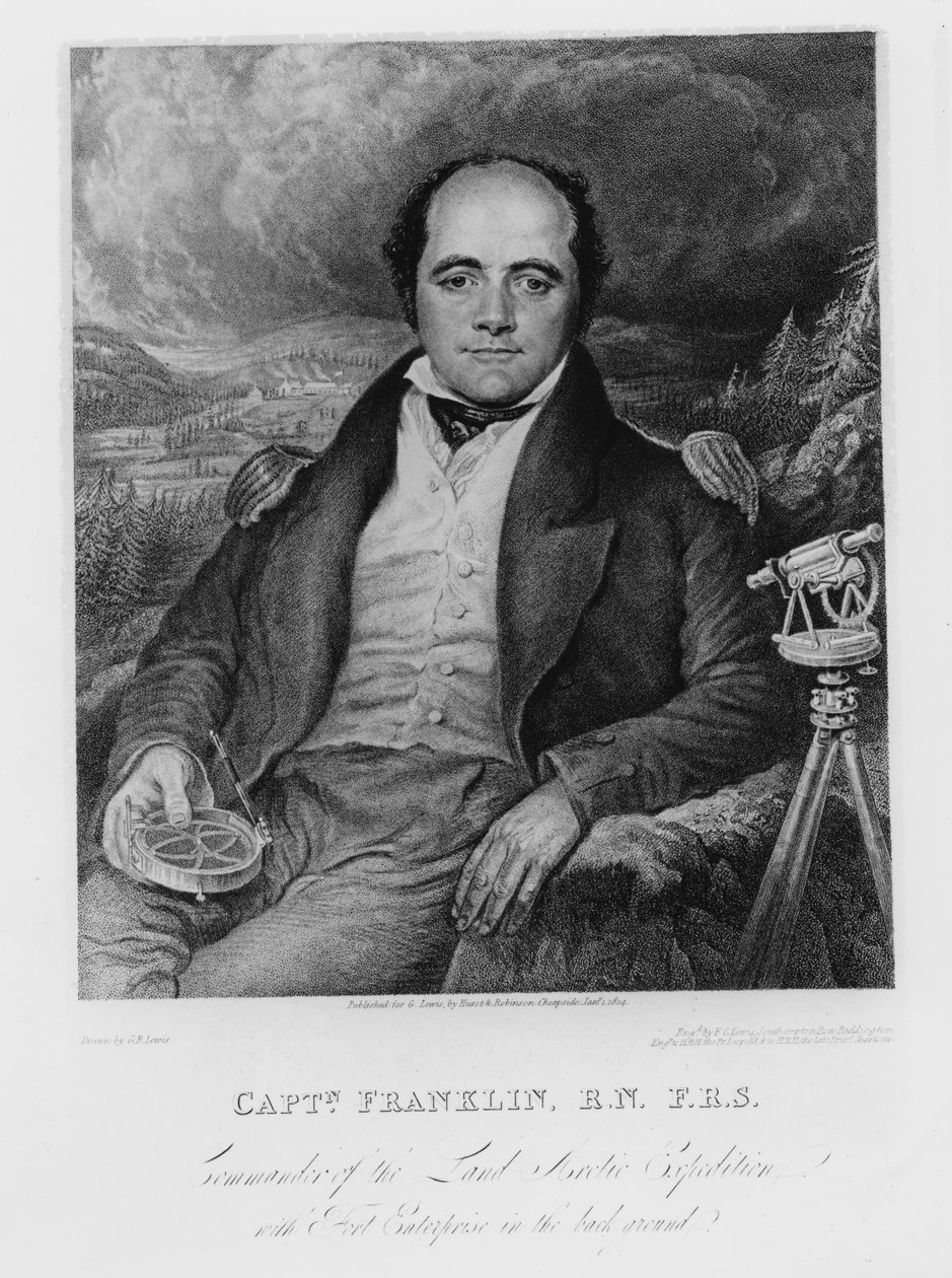Portræt af kaptajn John Franklin (1786-1847) indgraveret af Frederick Christian Lewis (1779-56) 1824 af George Robert Lewis