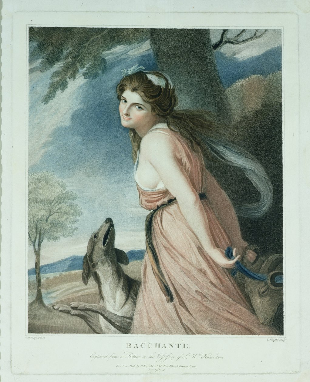 Bacchante, graveret og udgivet af Charles Knight (1743-c.1826), 1797 (stikstik) af George Romney