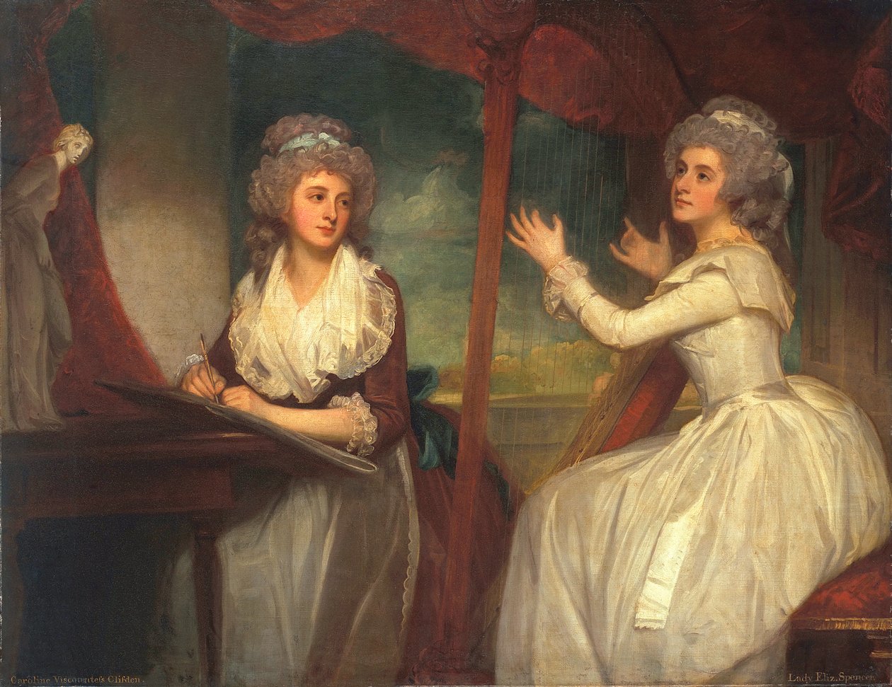 Lady Caroline Spencer, senere Viscountesse Clifden, og hendes søster, Lady Elizabeth Spencer, 1786-92 af George Romney