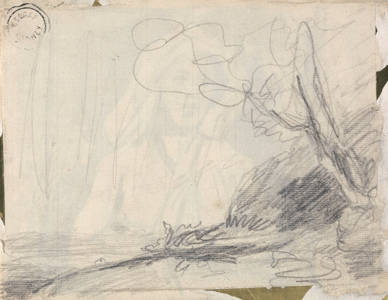 Landskab med et skæve træ af George Romney