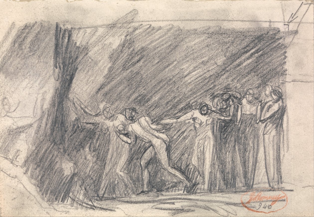 MacBeth i Witches Cave- Andet besøg, eller Canidia og de unge, eller åbningen af arken af George Romney