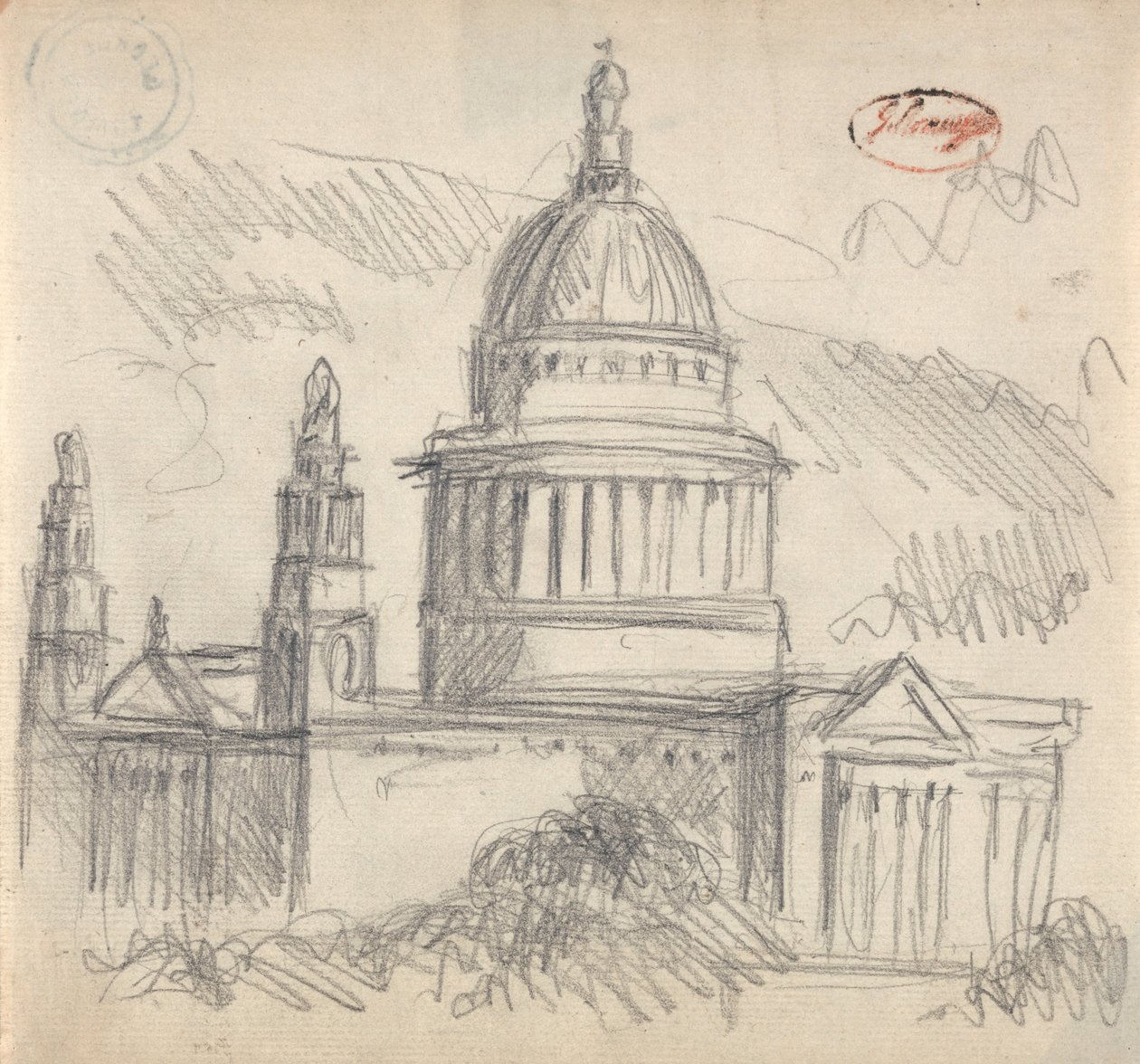 Muligvis Saint Pauls, London af George Romney