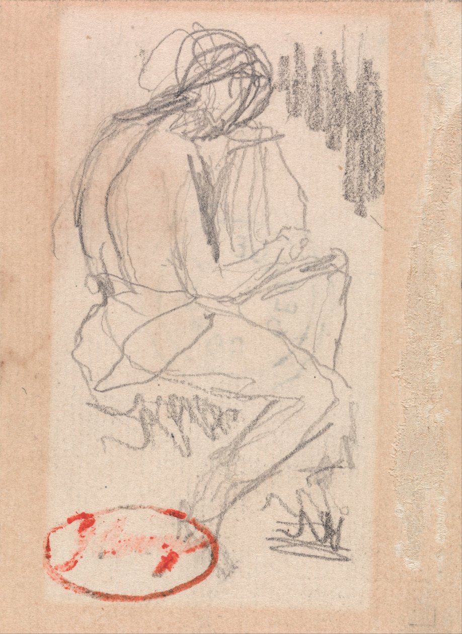 Siddende figur, der spiller en harpe af George Romney