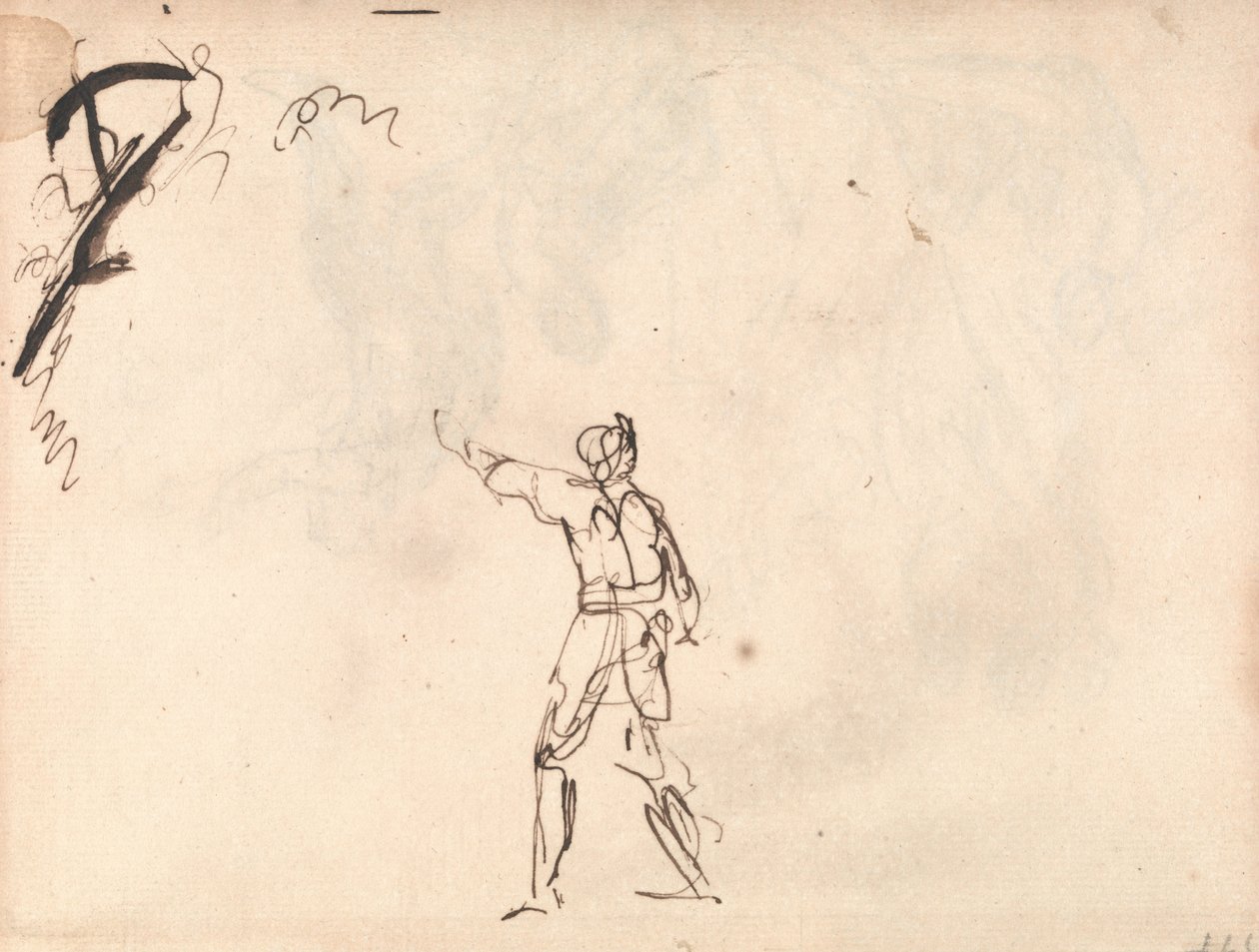 Stående figur med arm oprejst af George Romney