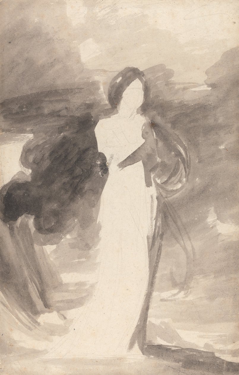 Studie af en dame, der står af George Romney