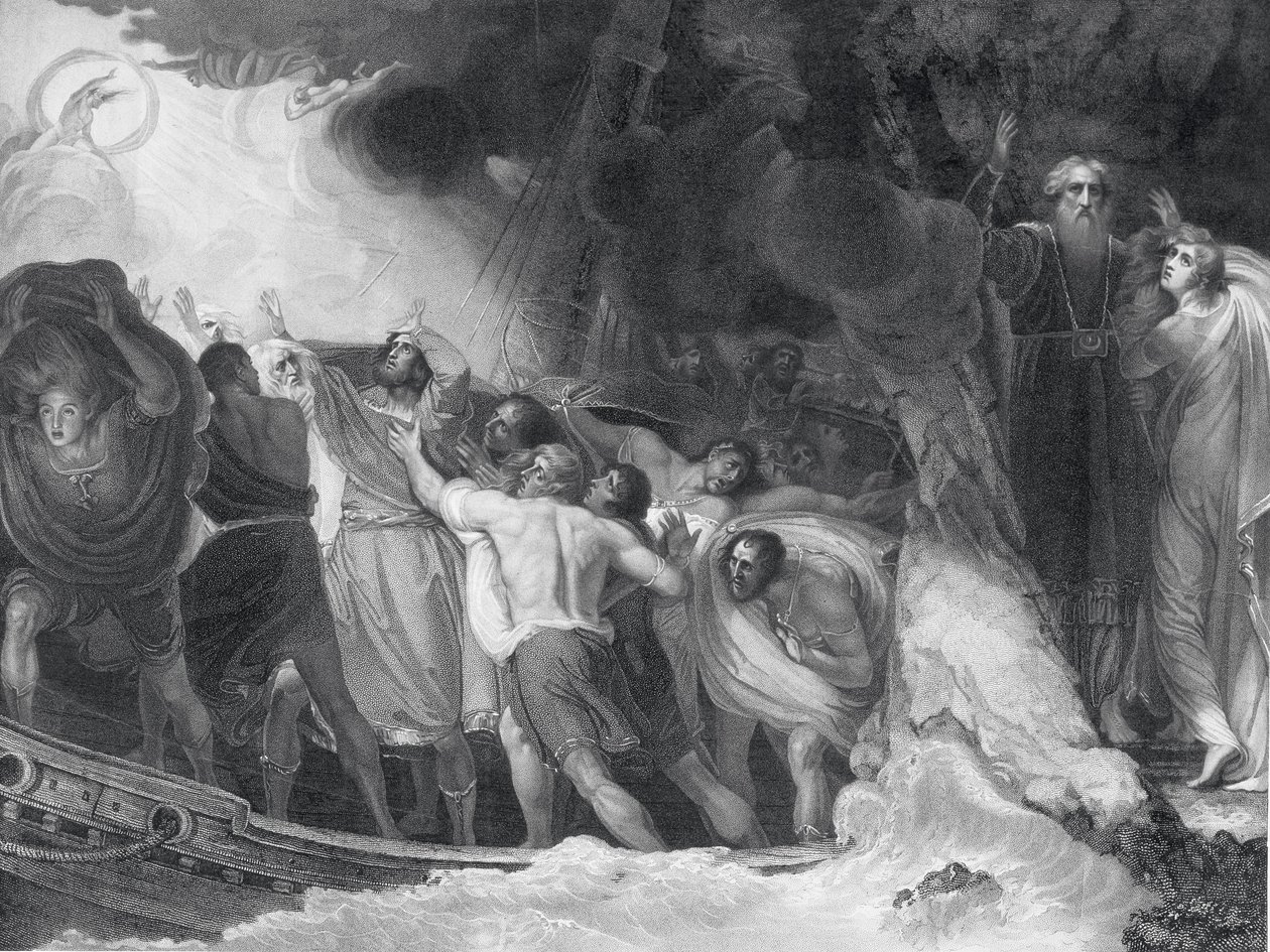 The Tempest, Act I, Scene I, indgraveret af B. Smith, 1797 (se 143705-143708) af George Romney