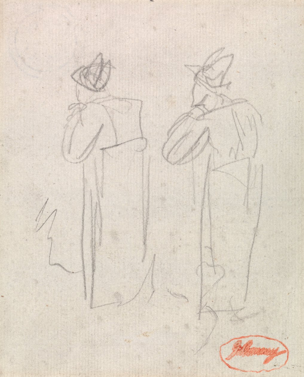 To stående figurer iført høje hatte af George Romney