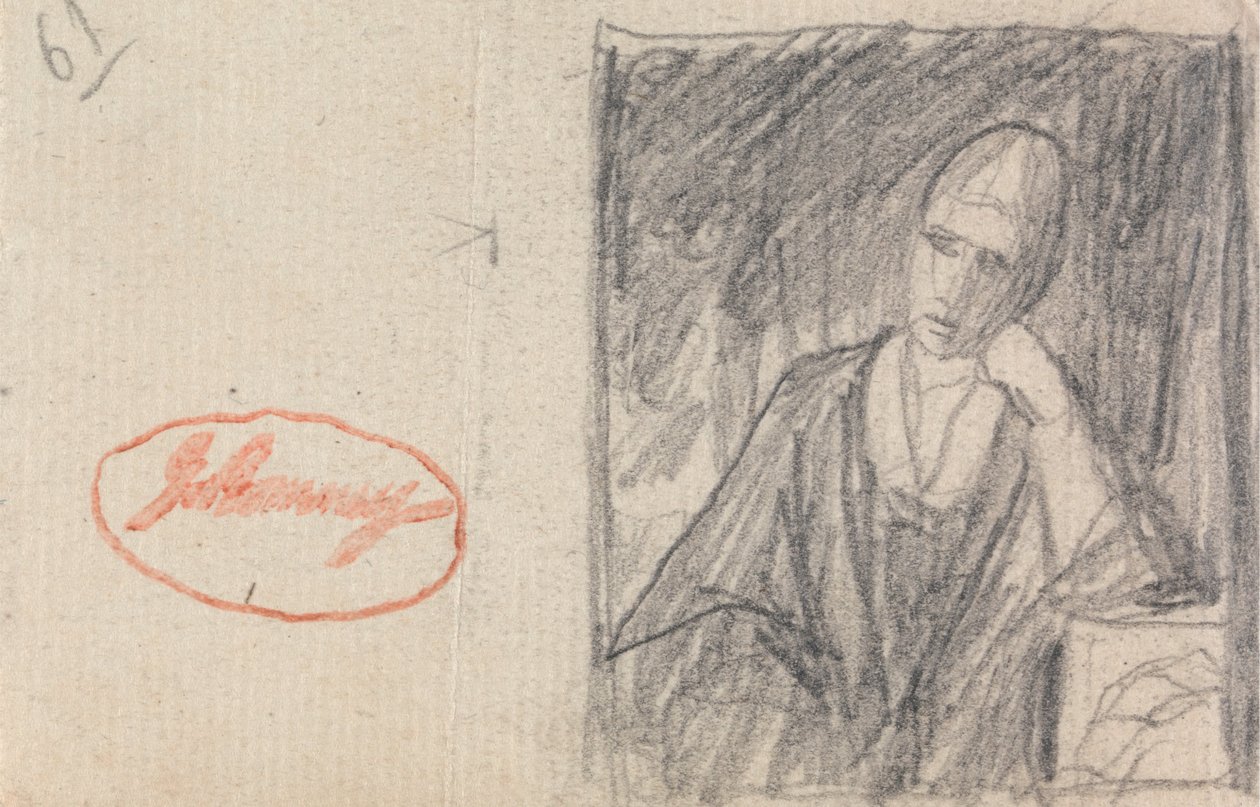 Kvinde hviler hovedet på en bøjet arm af George Romney