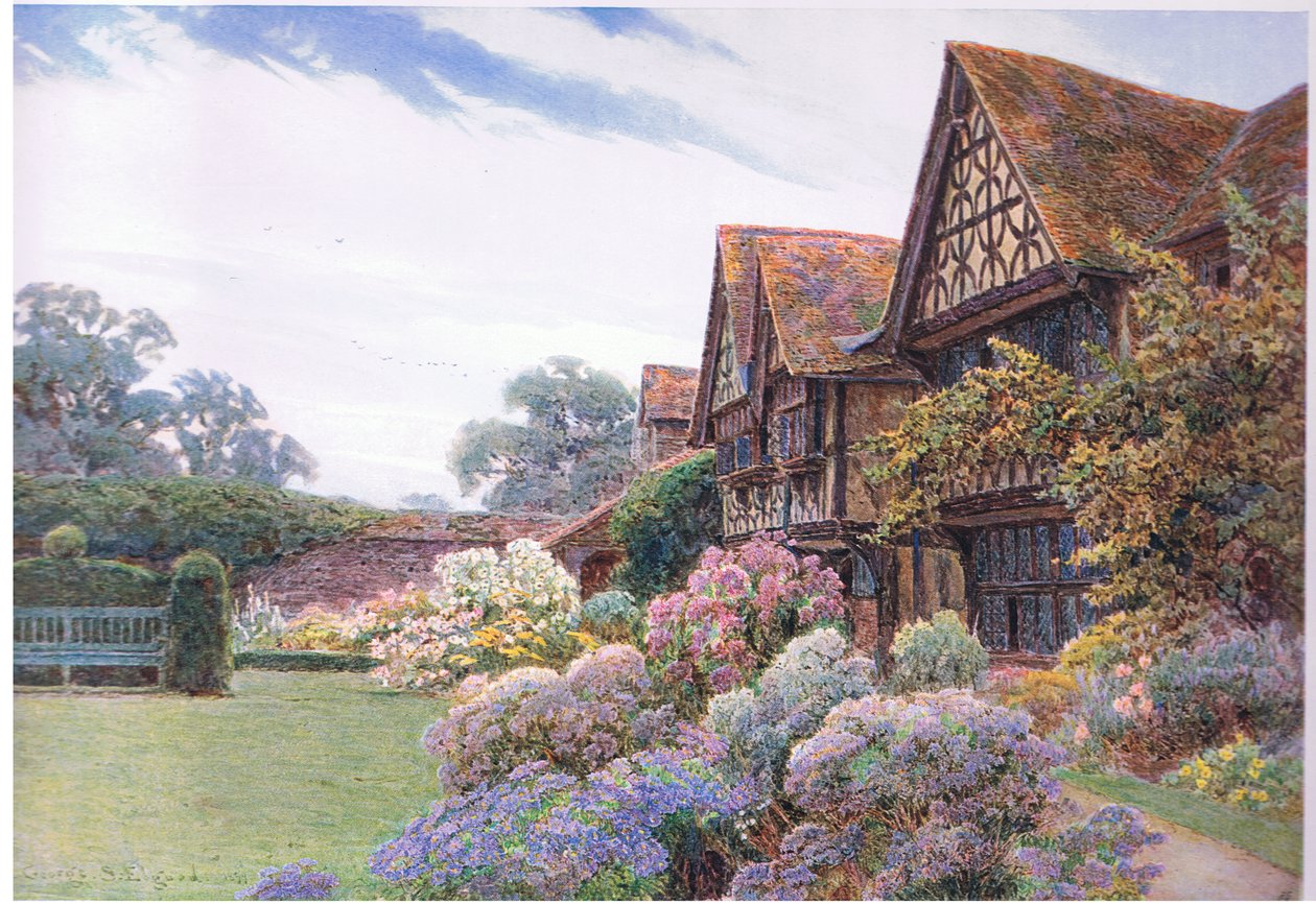 Forpladsen, Great Tangley Manor, Surrey, fra The Gardens of England: In the Southern and Western Counties udgivet af The Studio, 1907 af George Samuel Elgood
