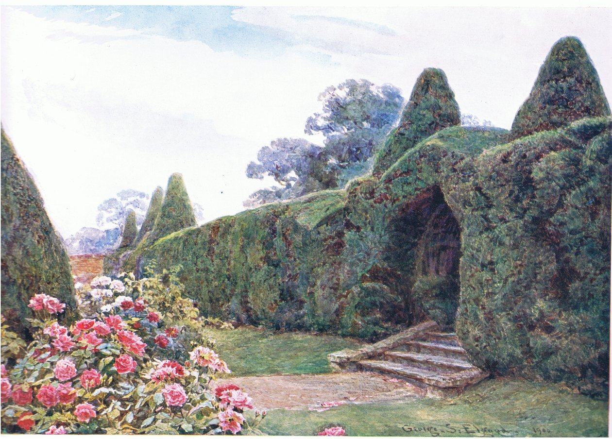 Taksbue ved Brickwall, Sussex, fra The Gardens of England: In the Southern and Western Counties udgivet af The Studio, 1907 af George Samuel Elgood