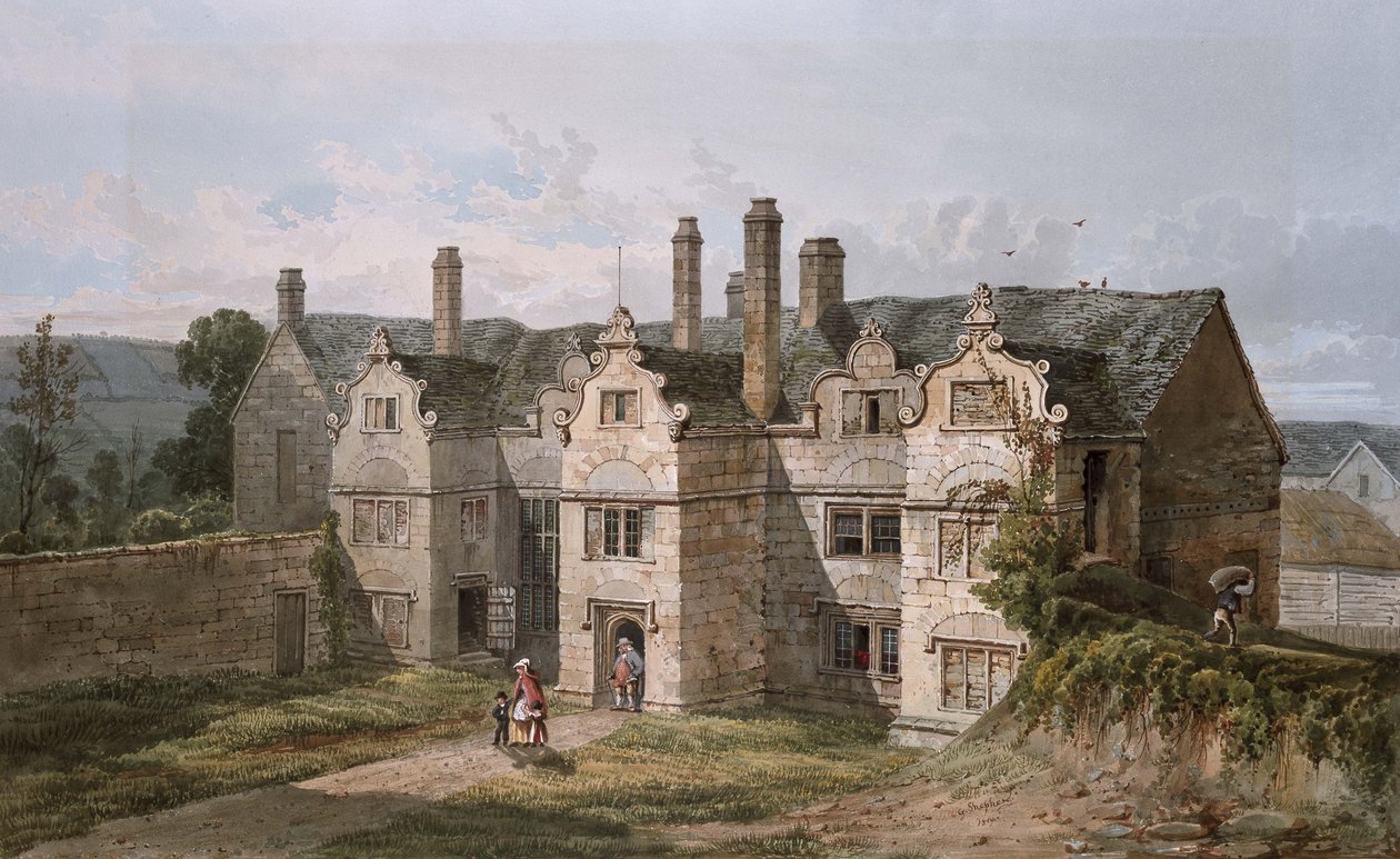 Udsigt over Trerice, Cornwall, 1819 (akvarel) af George Shepherd