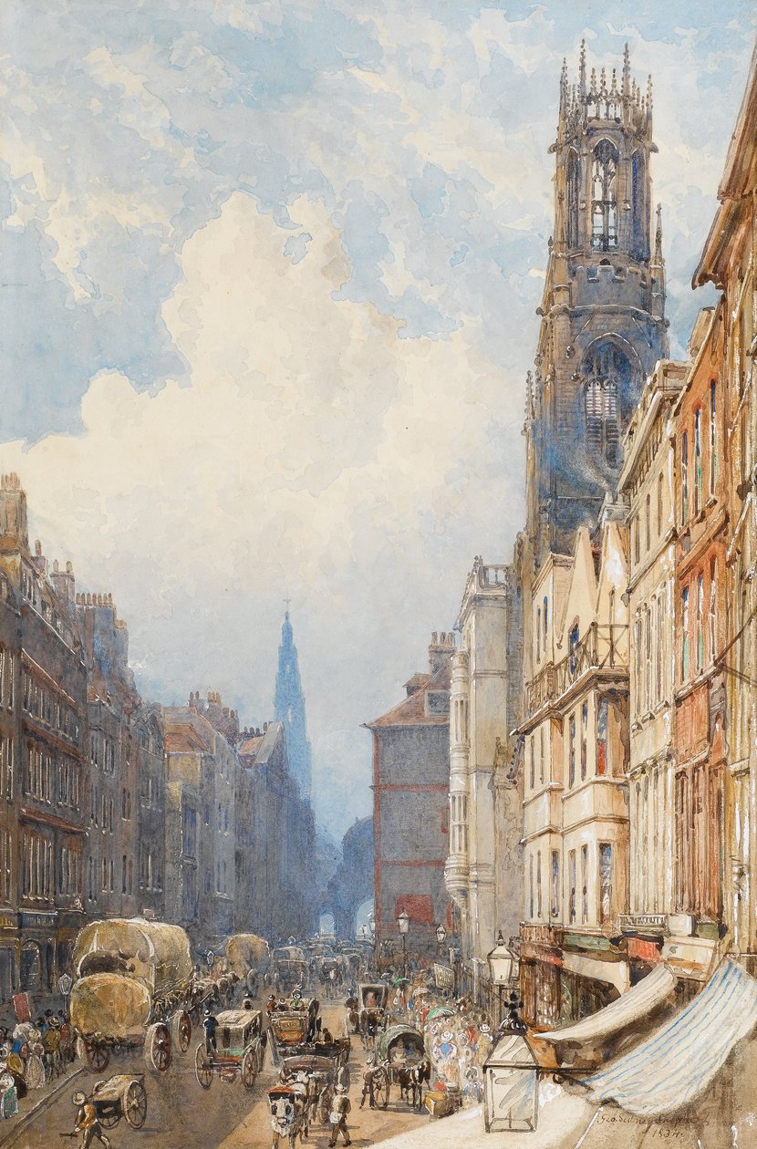 Fleet Street, London, 1834 (wc på papir) af George Shepherd