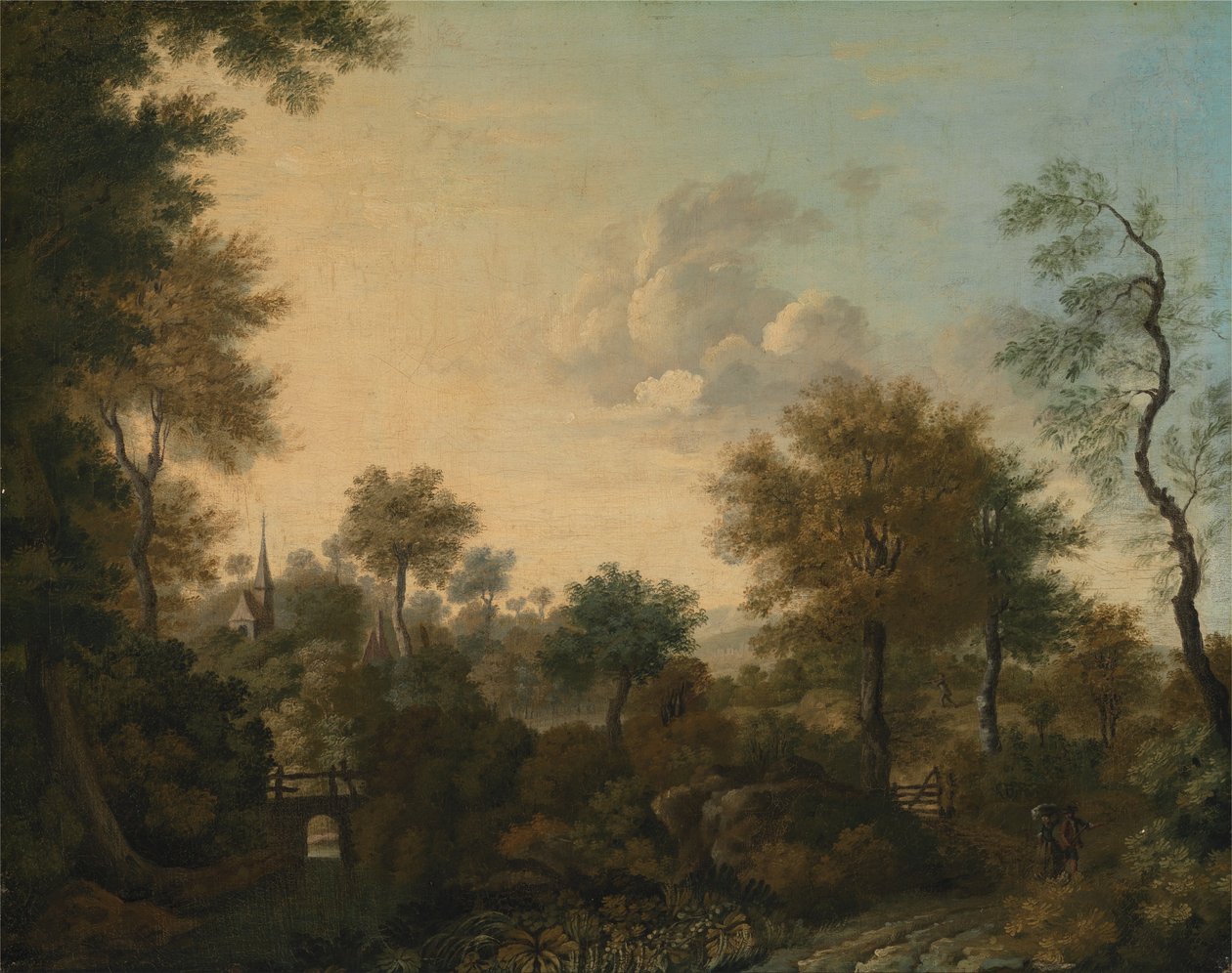En visning angiveligt nær Arundel, Sussex, med figurer i en bane af George Smith