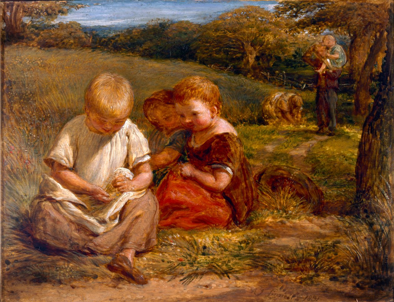 Børn samler vilde blomster af George Smith