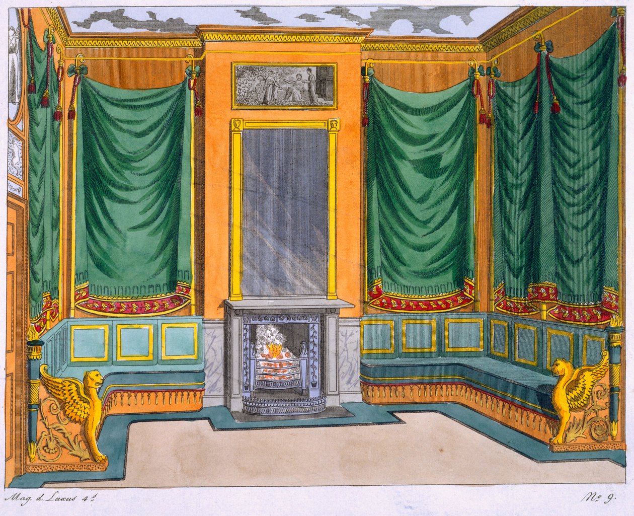 Room Design, George Smith, fra Magazin des Luxus, Paris og Leipzig Vol IV, 1800-tallet af George Smith