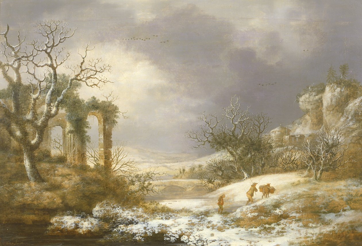 Vinterlandskab, ca. 1750-60 af George Smith