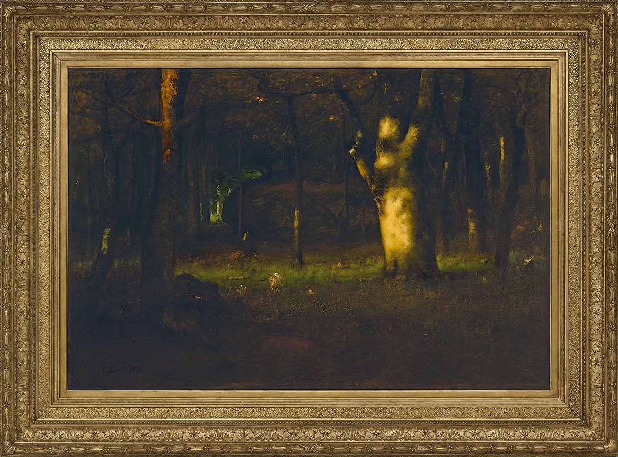 Solnedgang i skoven, 1891 af George Inness