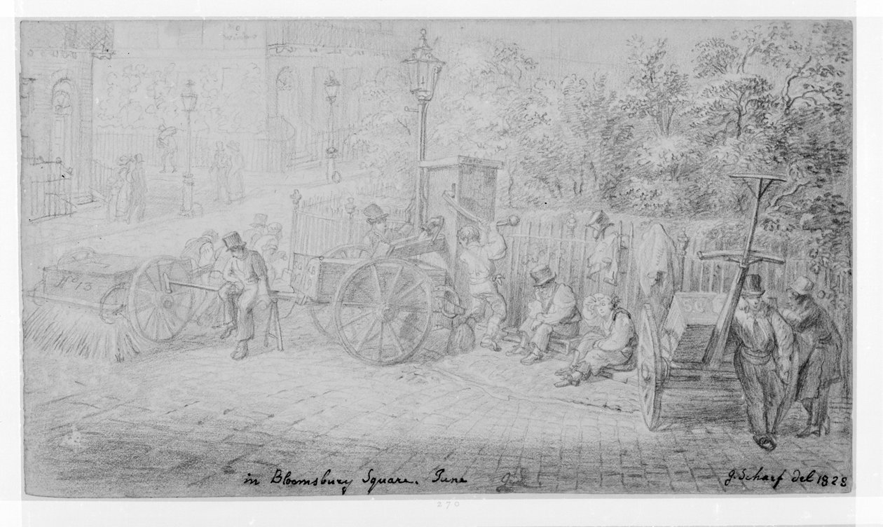 På Bloomsbury Square under hedebølgen, 1828 af George Snr Scharf