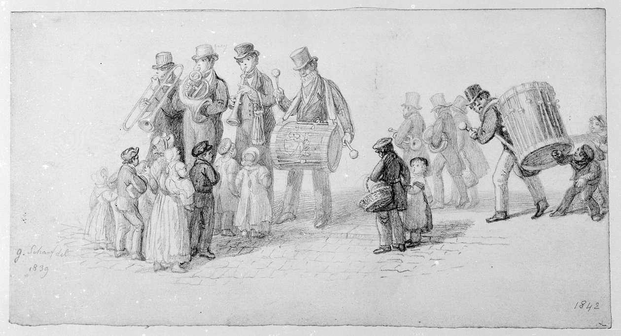 London Street Band, 1839 af George Snr Scharf