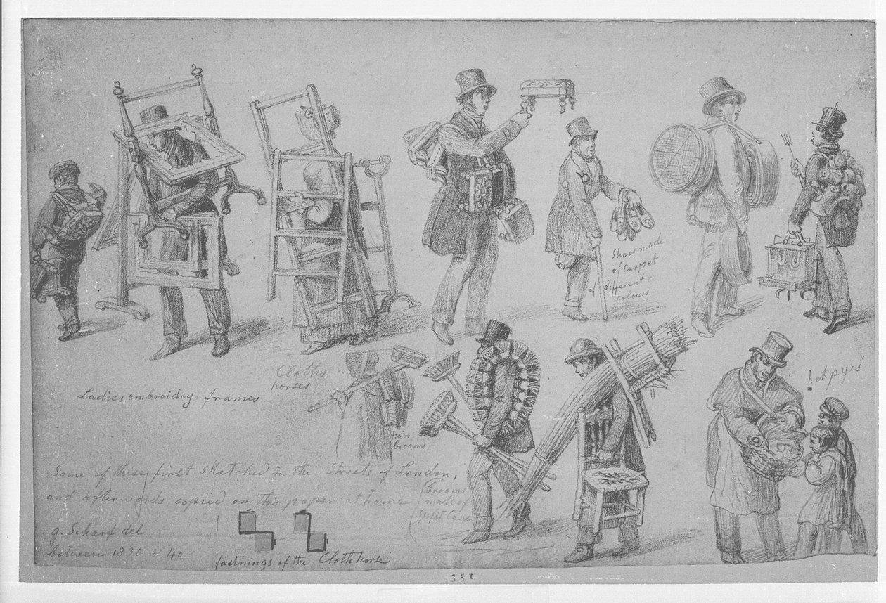 London gadehandlere, 1830-40 af George Snr Scharf