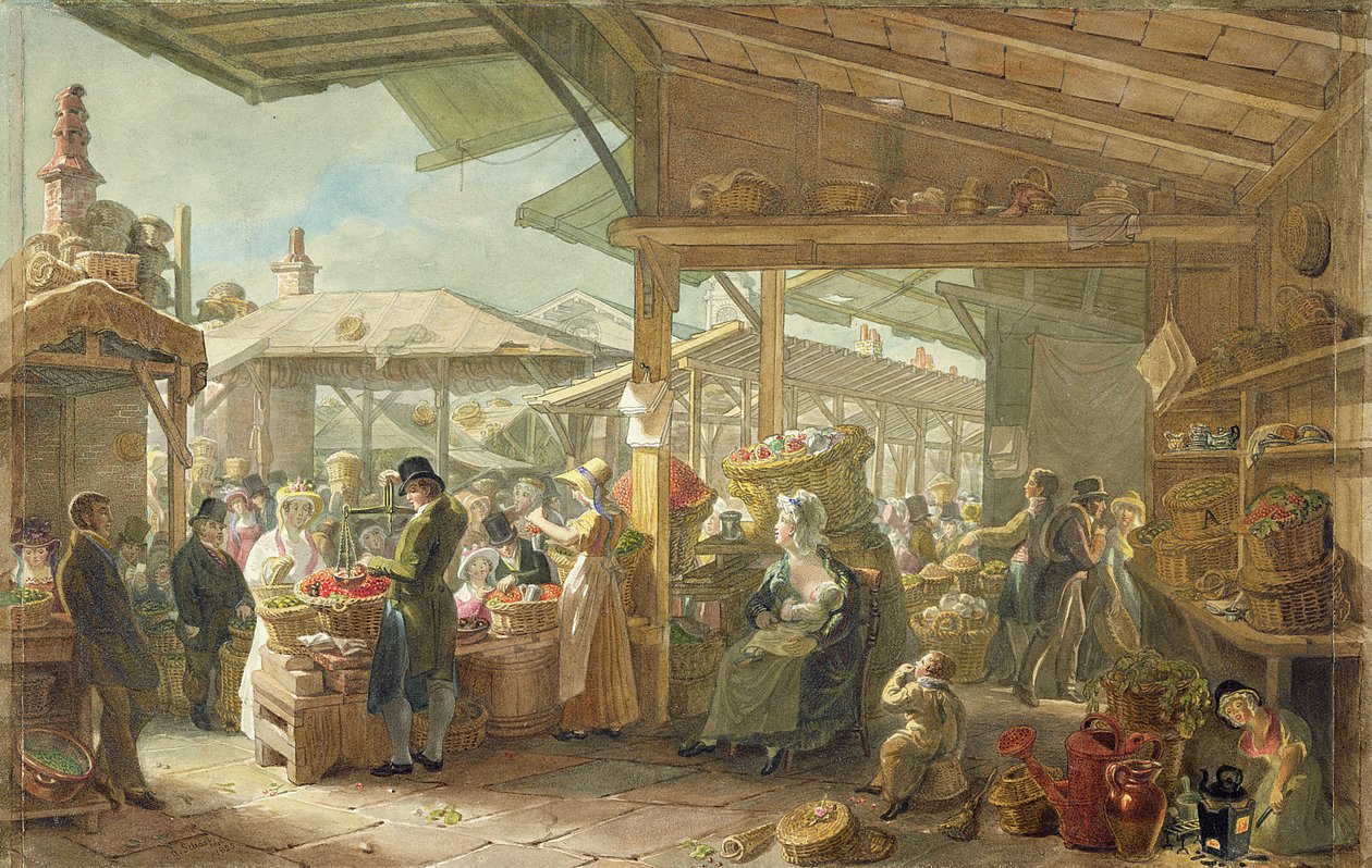 Old Covent Garden Market, 1825 af George Snr Scharf