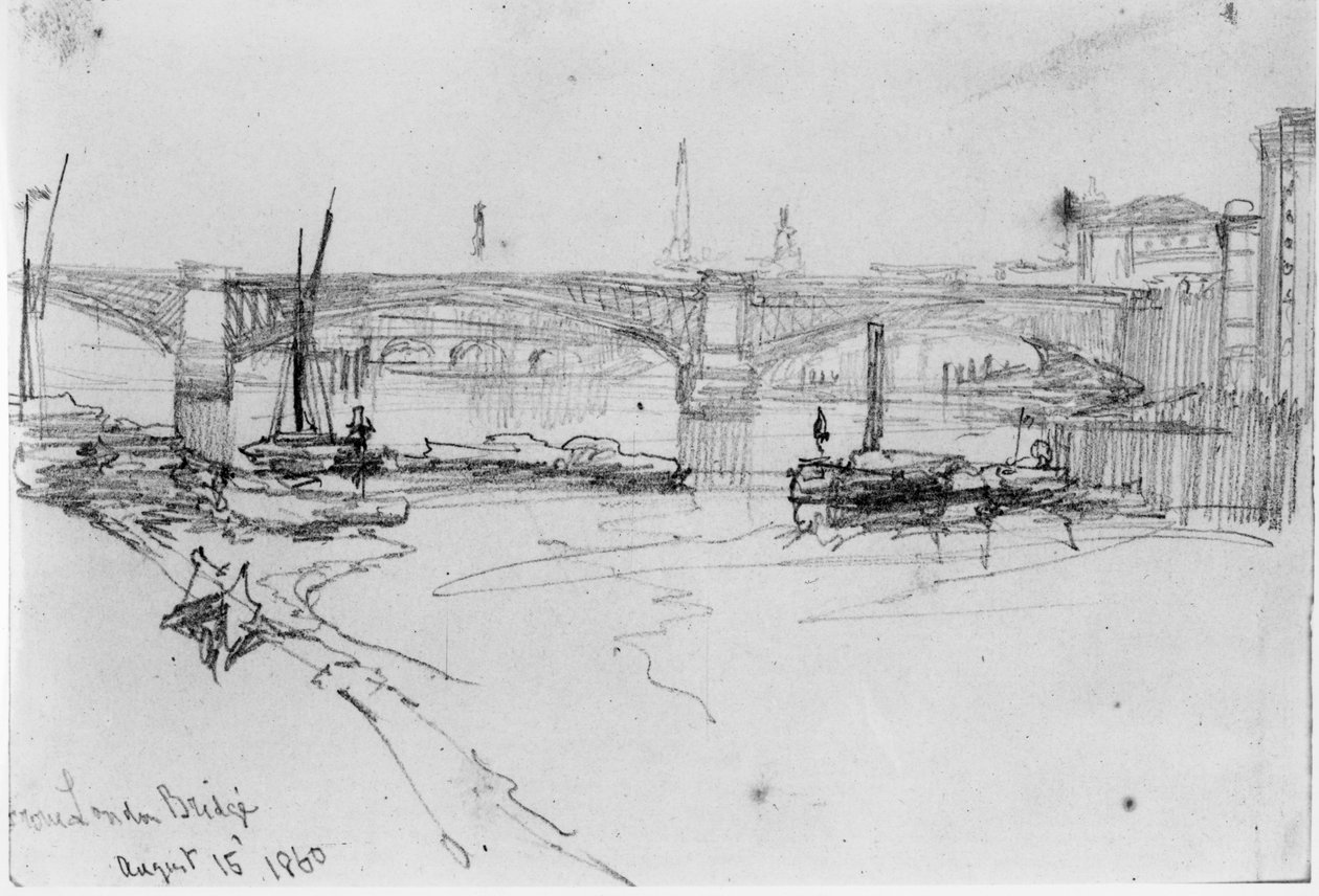 Skitse af London Bridge, 1860 af George Snr Scharf