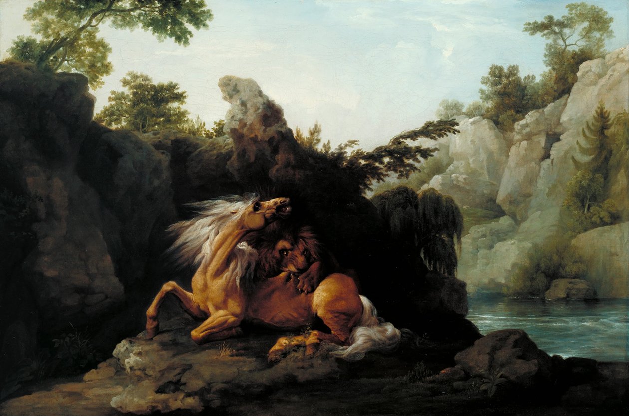Hest fortæret af en løve af George Stubbs