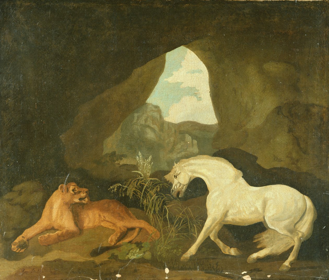 Løvinde og hvid hingst, 1760 af George Stubbs