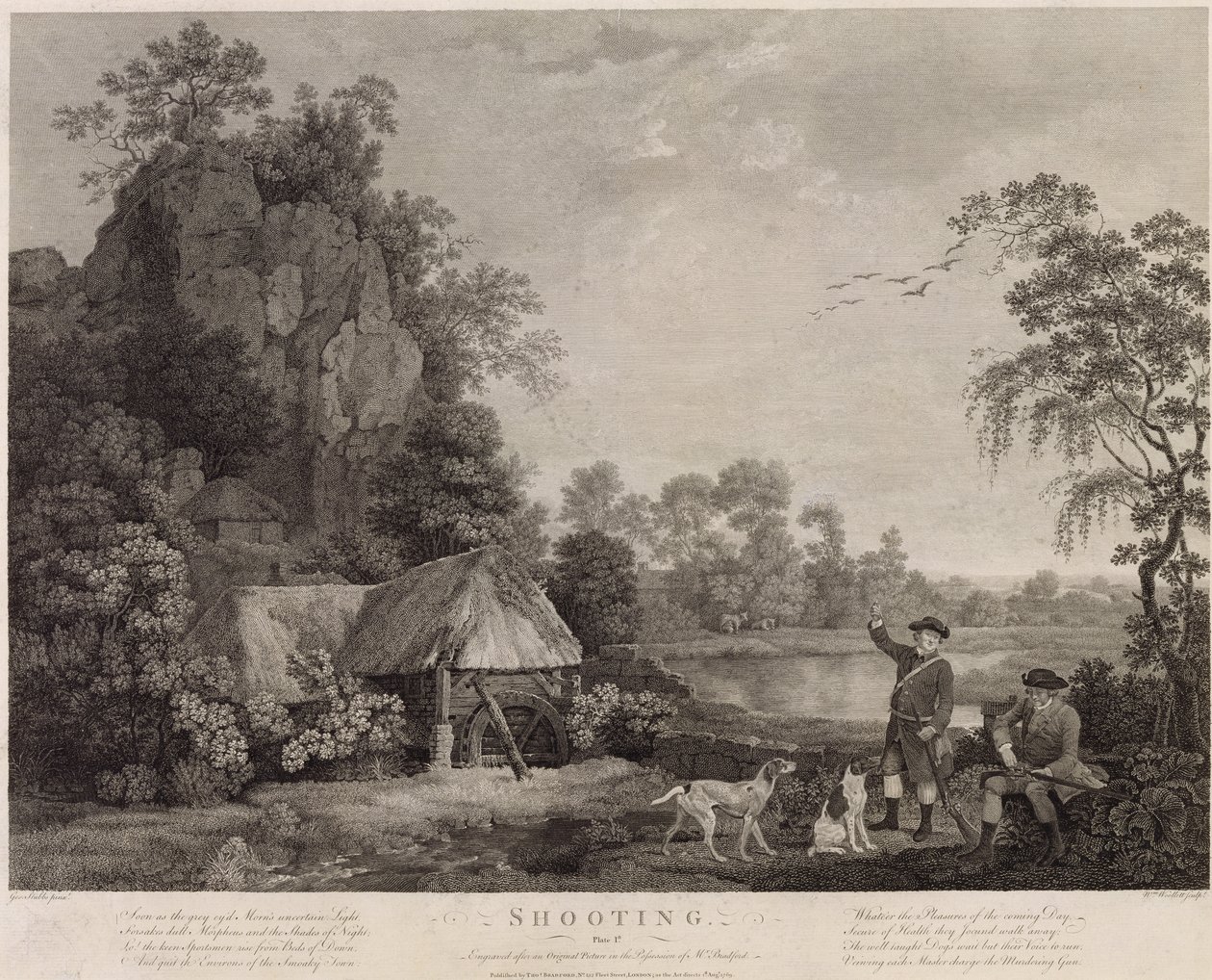 Skydning, plade 1, graveret af William Woollett (1735-85) 1769 (femte stat gravering og ætsning) af George Stubbs
