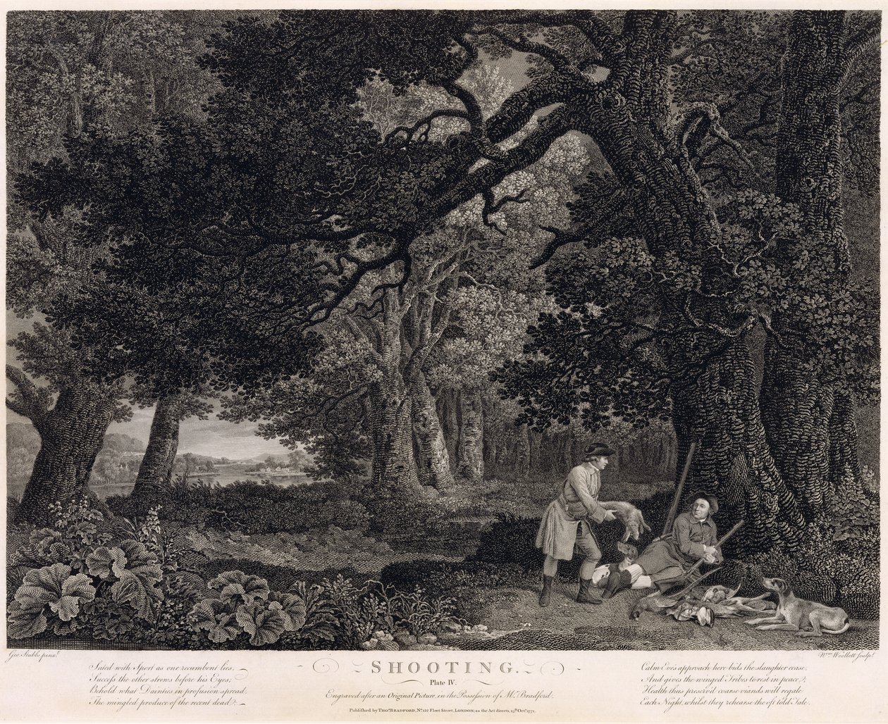 Skydning, plade 4, graveret af William Woollett (1735-85) 1771 (gravering med radering) af George Stubbs