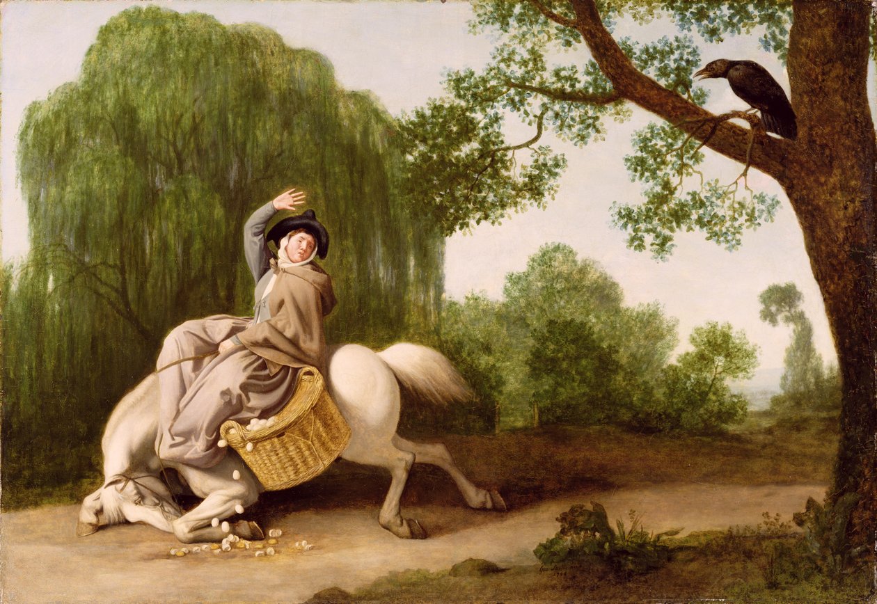 Bondens kone og ravnen, 1786 (olie på møllebræt) af George Stubbs