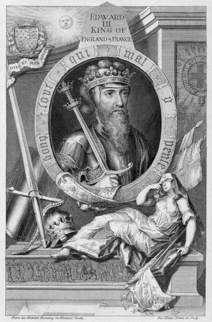 Edward III (1312-77) Konge af England fra 1327, efter et maleri i Windsor Castle, indgraveret af kunstneren af George Vertue