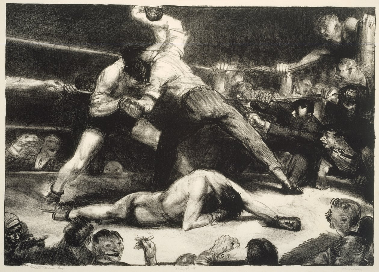 A Knock-Out, 1921 (litho med chine-collé) af George Wesley Bellows