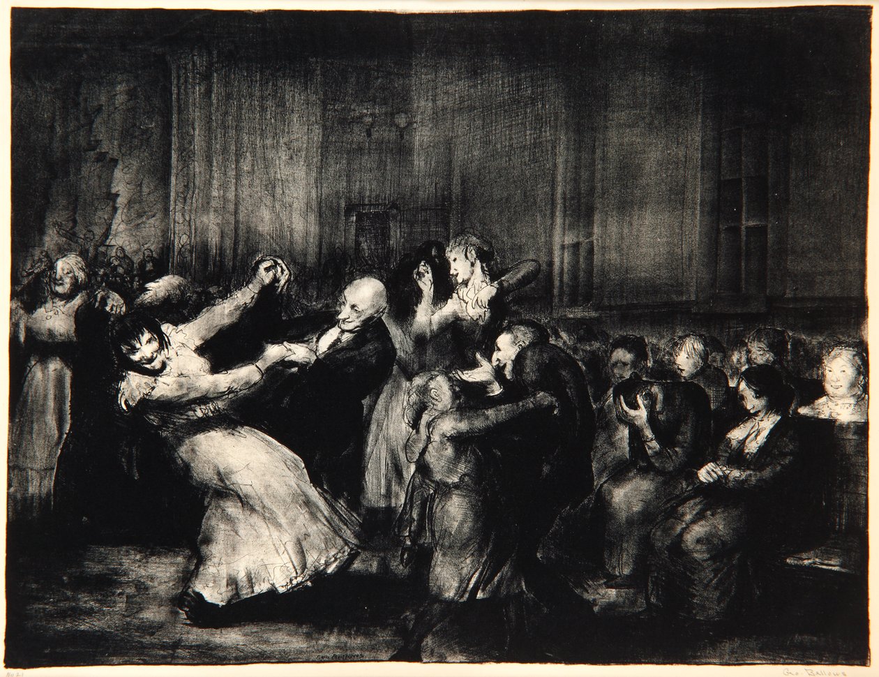 Dans i et galehus, 1917 af George Wesley Bellows