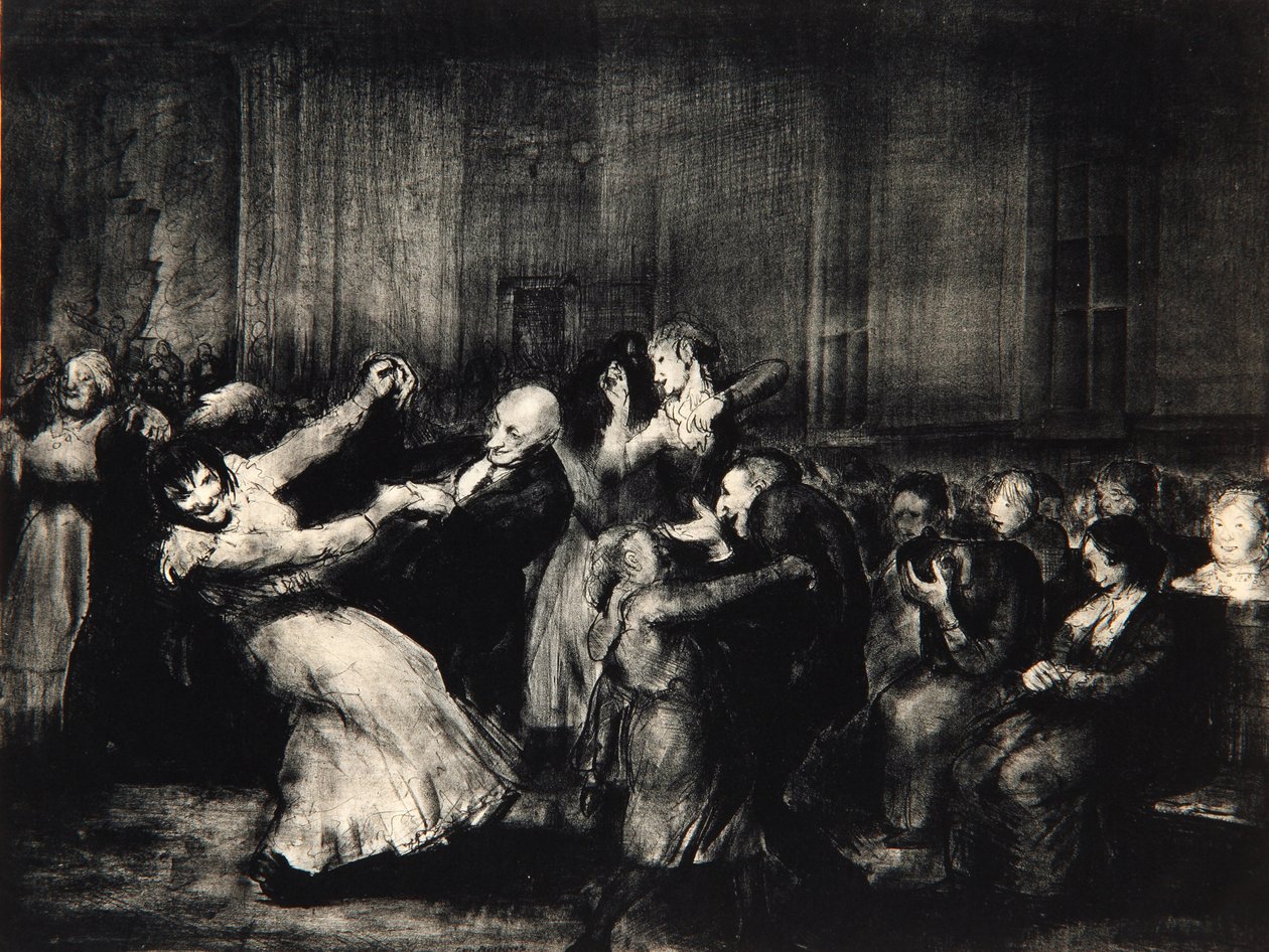 Dans i et galehus, 1917 af George Wesley Bellows