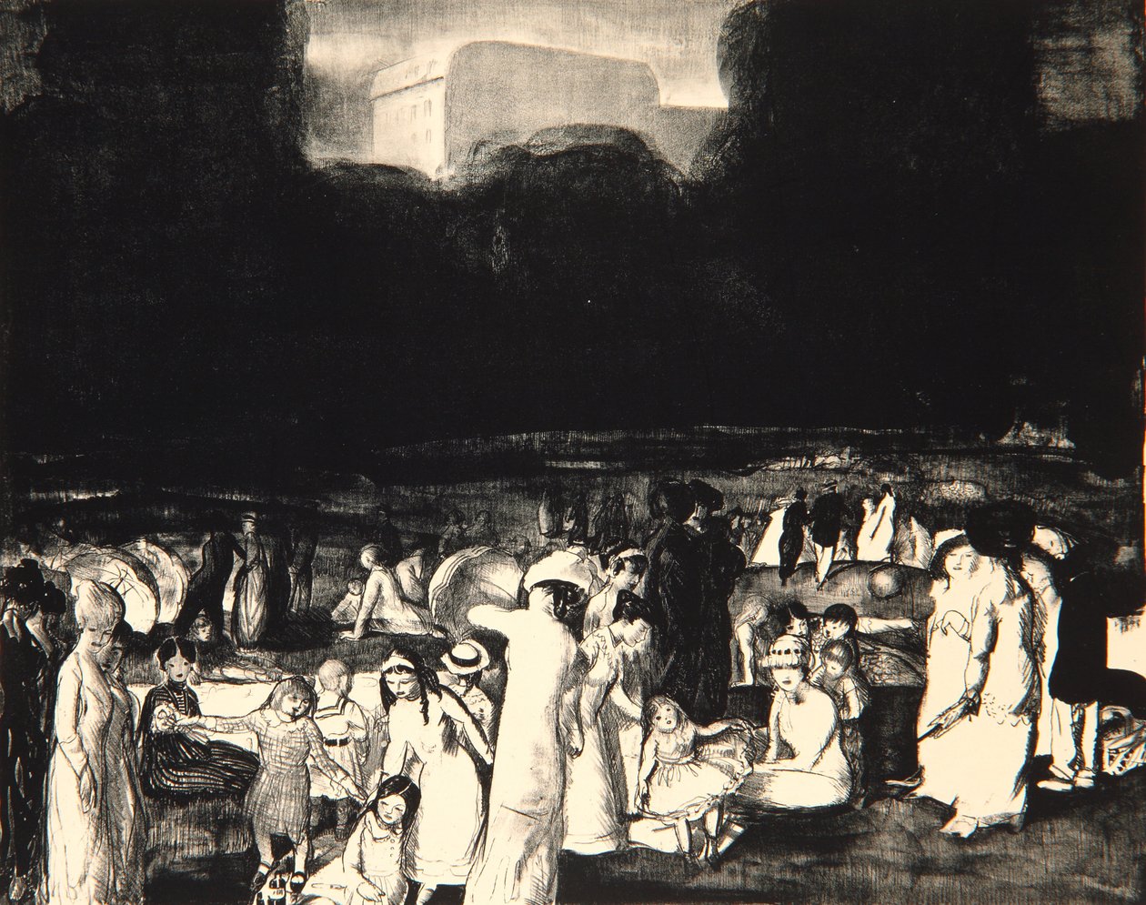 In the Park, Dark, 1916 af George Wesley Bellows