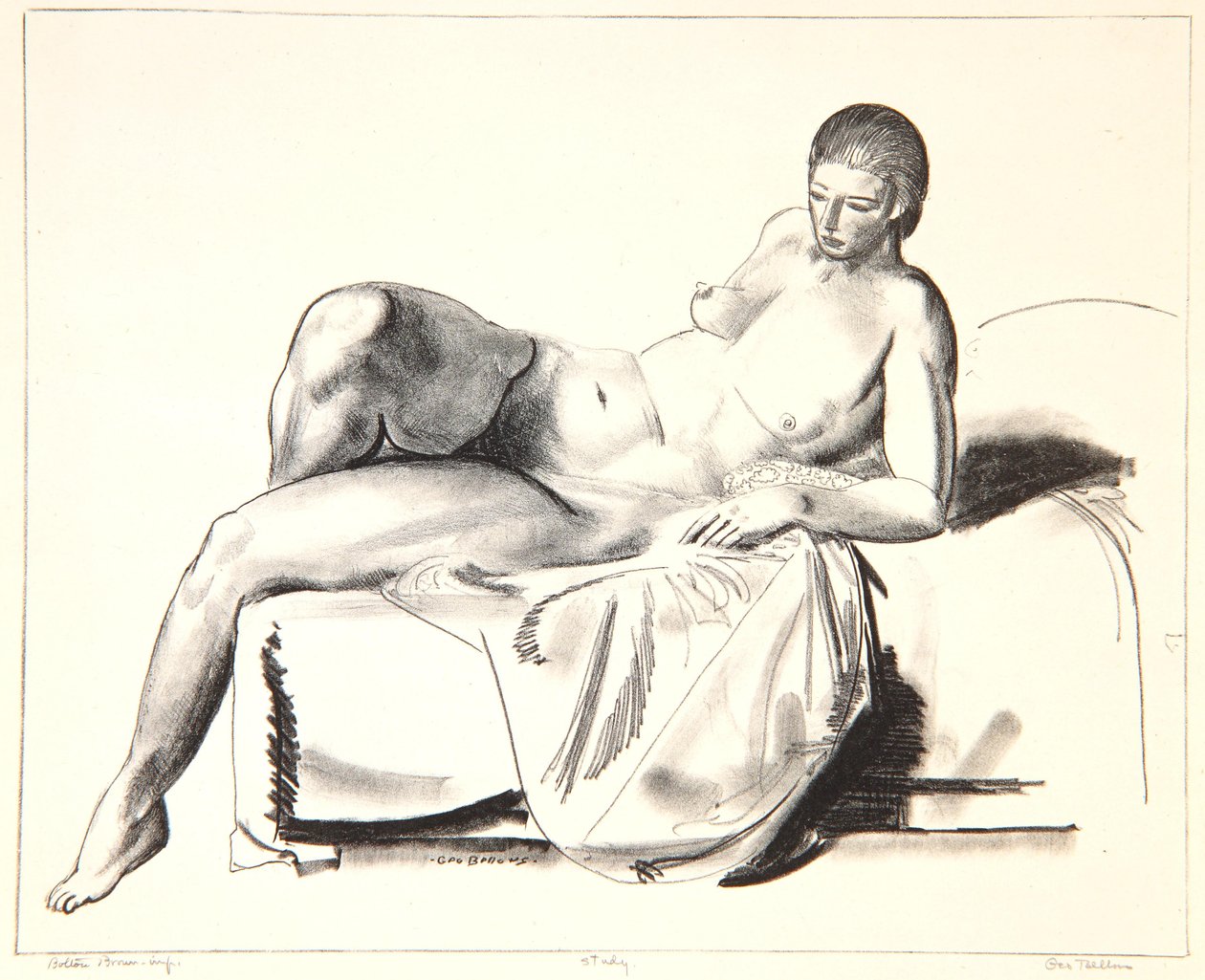 Nøgenstudie, Klassiker på en sofa, 1923-24 af George Wesley Bellows
