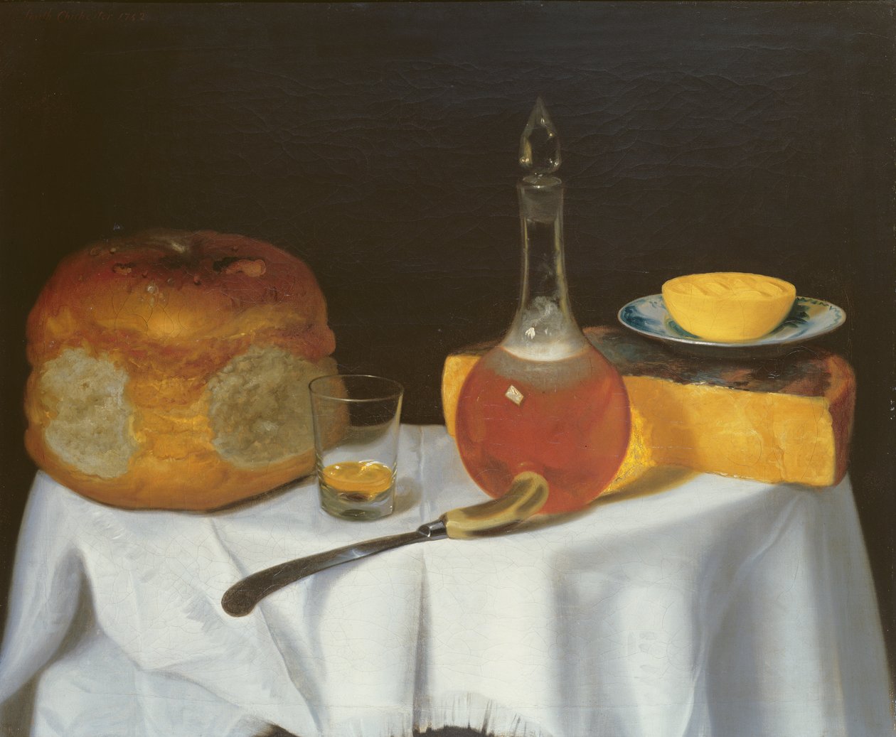 Stilleben med brød og ost (par af 78162) af George Smith