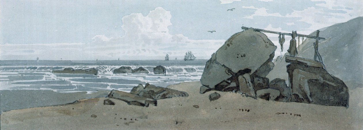 Kystscene, Isle of Wight af George the Younger Barret