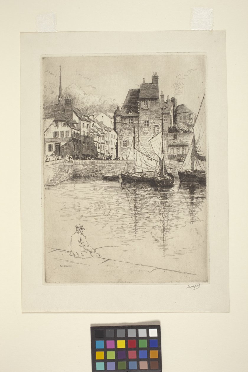 Havn i Honfleur (blæk) af George Charles Aid