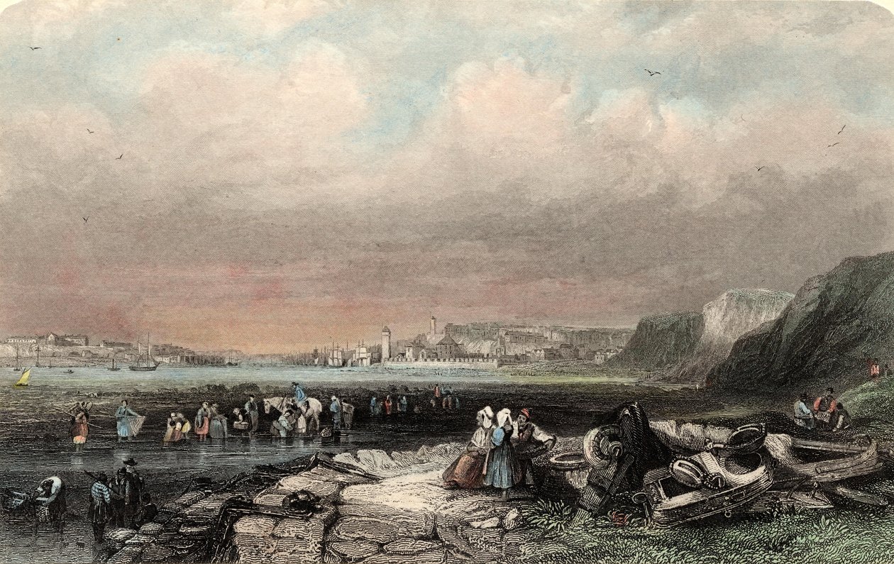 Indgang til Shields Harbour, graveret af W. Finden af George (after) Balmer