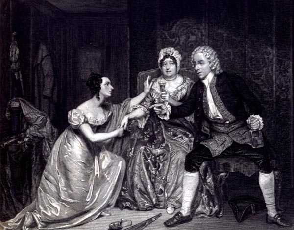 Blanchard, Mrs Davenport og Miss M. Tree som Peachum, Mrs Peachum og Polly i 