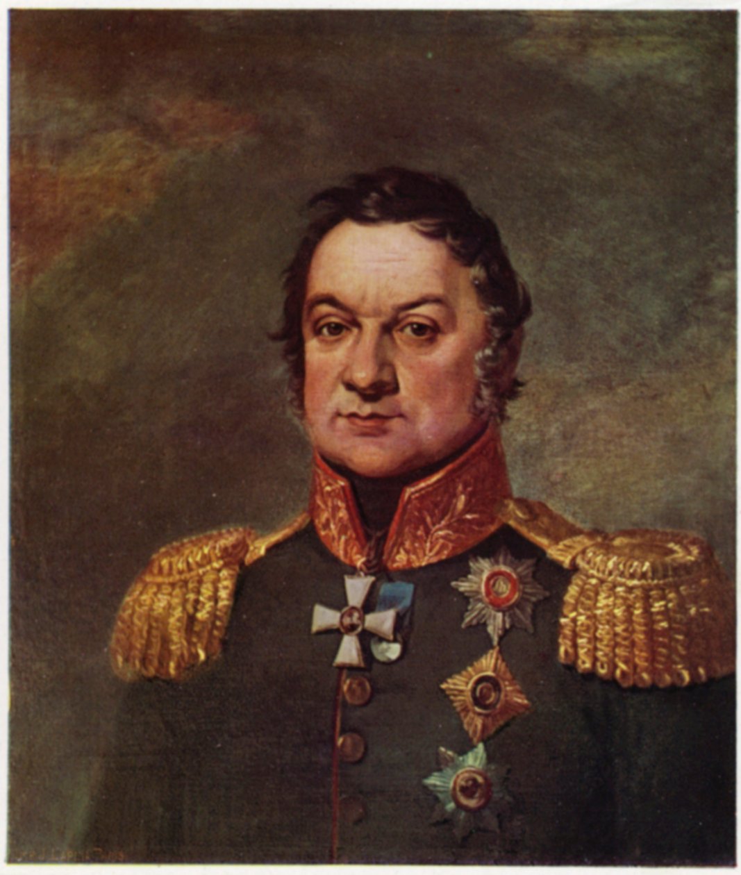Portræt af Dmitry Dokhturov (farvelitografi) af George (after) Dawe