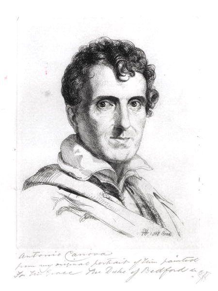 Portræt af Antonio Canova (1757-1822) 1817 (gravering) (s/h foto) af George (after) Hayter