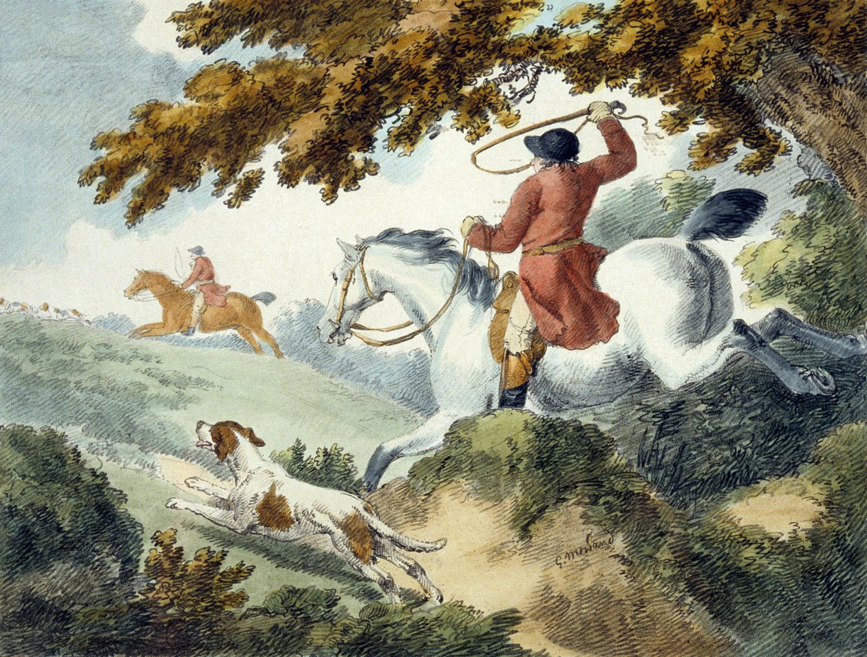 Jagt, graveret af J. Wright af George (after) Morland