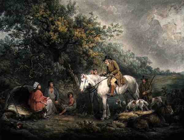 Morning, eller The Benevolent Sportsman, indgraveret og pub. af Joseph Grozer (ca. 1755-99) af George (after) Morland